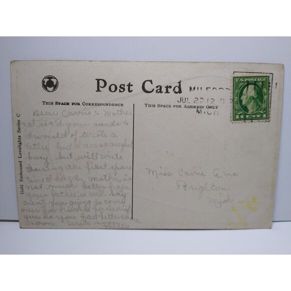 Victorian Couple Inside Light Bulb Fantasy Postcard Kissing Lovelights 1912 - Picture 3 of 3